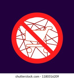 trolley not allowed, caution warn symbol for public transport areas to do not do that. vector logo, sign, symbol