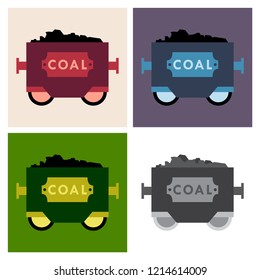 Trolley with ore on rails vector illustration