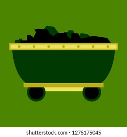 Trolley with ore on rails vector illustration