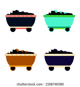 Trolley with ore on rails vector illustration