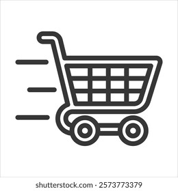 Trolley Outline Icon Vector Illustration