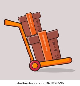 trolley with package isolated cartoon vector illustration in flat style