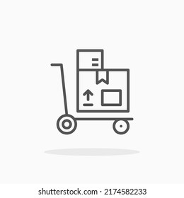 Icono de línea de paquete de carro. Actrazo editable y píxel perfecto. Se puede usar para productos digitales, presentación, diseño de impresión y más.