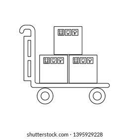 trolley with a packing box icon. Element of Logistic for mobile concept and web apps icon. Outline, thin line icon for website design and development, app development