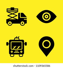 trolley, pin, visual and lifter vector icon set. Sample icons set for web and graphic design