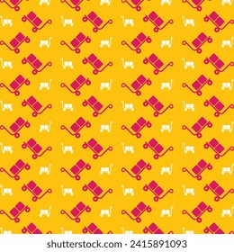 Trolley pink background repeating trendy pattern vector illustration