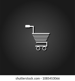 Trolley for products icon flat. Simple White pictogram on black background with shadow. Vector illustration symbol