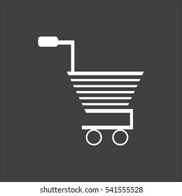Trolley for products icon flat. Vector white illustration isolated on black background. Flat symbol