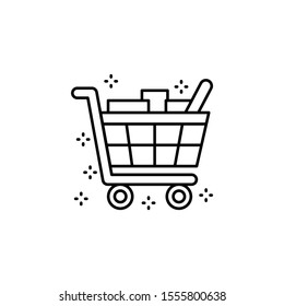 Trolley Products Icon. Simple Line, Outline Vector Of Grocery Icons For Ui And Ux, Website Or Mobile Application