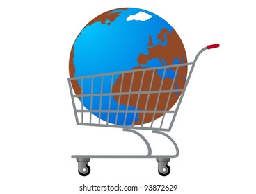 Trolley for products in which lies the planet Earth.