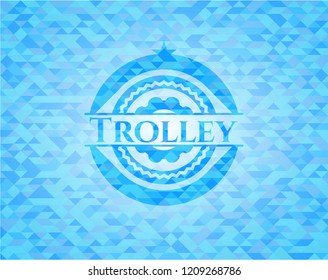 Trolley realistic sky blue mosaic emblem