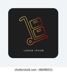 Trolley Red & Orange gradient attractive line thin icon / logo design