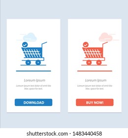 Trolley, Retail, Shopping, Cart  Blue and Red Download and Buy Now web Widget Card Template
