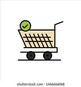 Trolley, Retail, Shopping, Cart  Flat Color Icon. Vector icon banner Template