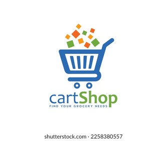 Trolley for shop logo or icon sign symbol vector template 