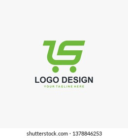 Trolley shope and letter S logo vector. Abstract business logo design.