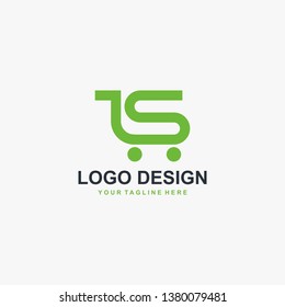 Trolley shope and letter S logo vector. Abstract business logo design.