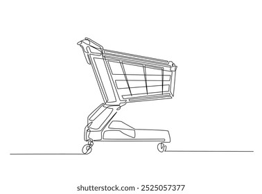 Carro de Carrito de compras en línea continua. Ilustración de arte de una sola línea de Carrito de compras . Vector editable.