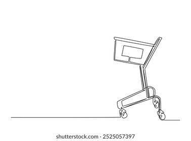 Trolley shopping cart in continuous one line drawing. Single line art illustration of shopping cart . Editable vector.