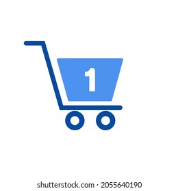 Trolley Shopping Cart On Letter 1 Initial Online And Shopping Logo Concept Template