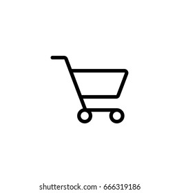 trolley, shopping, market basket, web store line icon black on white