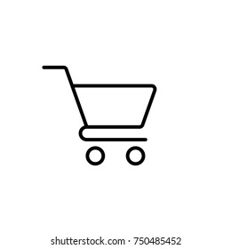 trolley, shopping, market basket, web store line icon black on white