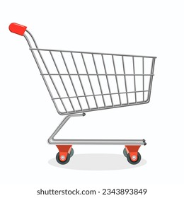 Trolley for shopping in the store on a white background