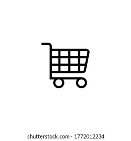 Trolley-Shopping, Vektorsymbol in schwarzem Stil, Symbol einzeln auf weißem Hintergrund