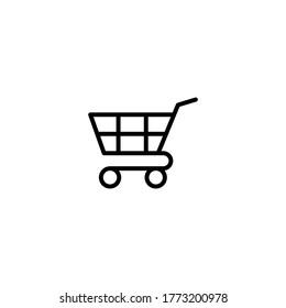 Icono del vector de la compra del tranvía en el estilo de línea negra, estilo aislado en el fondo blanco