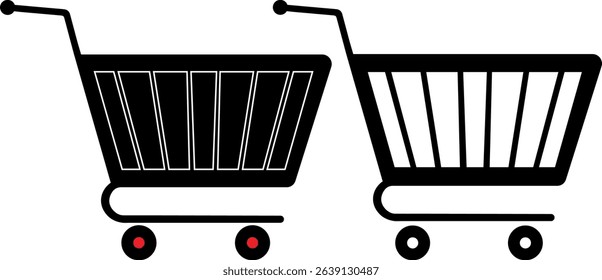trolley silhouette, vector shopping carts 