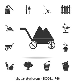 trolley with soil icon. Detailed set of garden tools and agriculture icons. Premium quality graphic design. One of the collection icons for websites, web design, mobile app on white background