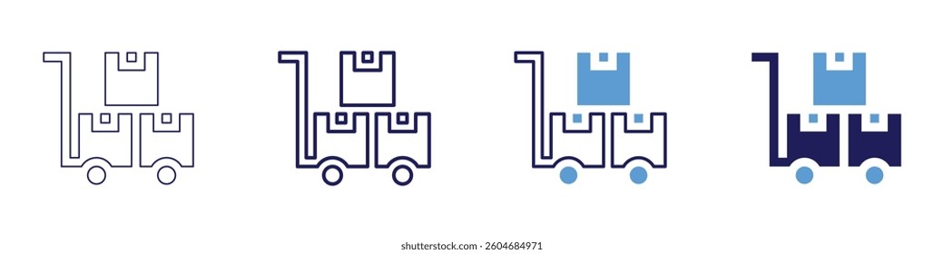 Trolley stand icon in 4 different styles. Thin Line, Line, Bold Line, Duotone. Duotone style. Editable stroke.