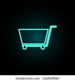 Trolley in the store neon icon. Simple thin line, outline vector of web icons for ui and ux, website or mobile application