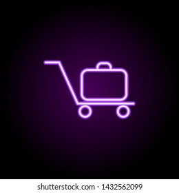 trolley for a suitcase neon icon. Elements of hotel set. Simple icon for websites, web design, mobile app, info graphics
