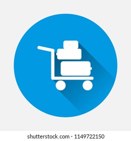 Trolley with suitcases vector icon. Symbol of the presence of a porter with a flat shadow. Layers grouped for easy editing illustration. For your design.
