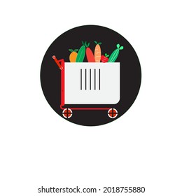 trolley supermarket icon whit black background