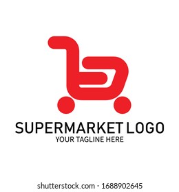 trolley supermarket logo vector illustration