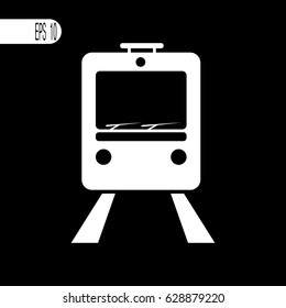 Trolley, Train Icon, Sign. Vector White Pictogram - Vector Illustration