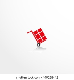 Trolley for transporting goods. Vector icon.