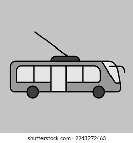 Trolley or trolleybus grayscale vector icon. Graph symbol for travel and tourism web site and apps design, logo, app, UI