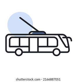 Trolley or trolleybus vector isolated icon. Graph symbol for travel and tourism web site and apps design, logo, app, UI