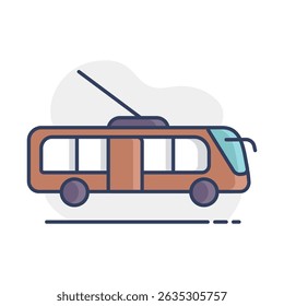 Trolley or trolleybus vector isolated icon. Graph symbol for travel and tourism web site and apps design, logo, app, UI