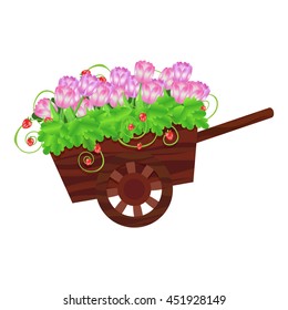 trolley with tulips and strawberries