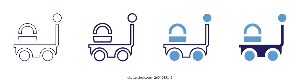 Trolley with two wheels icon in 4 different styles. Thin Line, Line, Bold Line, Duotone. Duotone style. Editable stroke.