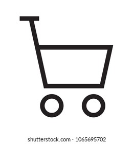 trolley vector icon, basket on wheels sign