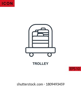 Trolley vector icon on white background. Illustration line icon for graphic, print media interfaces and web design.
