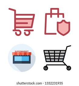 trolley vector icon set