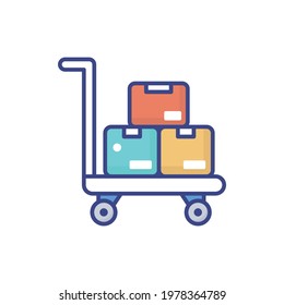 Trolley vector icon style illustration. EPS 10 File