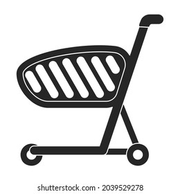 Trolley vector icon.Black vector icon isolated on white background trolley.