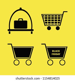 trolley vector icons set. with shopping cart and baggage cart in set